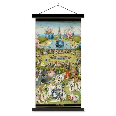 Produktbild von MuchoWow® Textilposter Garten der Lüste - Gemälde von Hieronymus Bosch 90x180 cm mit schwarzem Rahmen - Dekoration Wohnzimmer