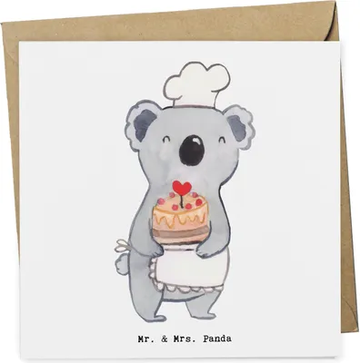 Produktbild von Mr. & Mrs. Panda Grußkarte Konditor Herz - Weiß - Geschenk, Geburtstag, Klappkarte, anlasskarte, Bäcker, doppelkarte, Glückwunschkarte, faltkarte, Zum, Torte