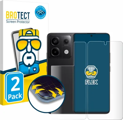 Produktbild von 2x BROTECT Fullscreen Schutzfolie für Xiaomi Redmi Note 13 Pro 5G (Display+Rückseite) Displayschutz Folie Fullcover Klar Transparent