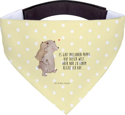 Produktbild von Mr. & Mrs. Panda Hunde-Halstuch Papa Bär - Gelb Pastell - Geschenk, Tuch, Halstuch, Vatertag, Hund, Hunde, Geburtstag, Für, Muttertag