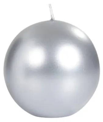 Produktbild von Spaas(r) Kugelkerze metallic silber 8 cm | 12 Stück
