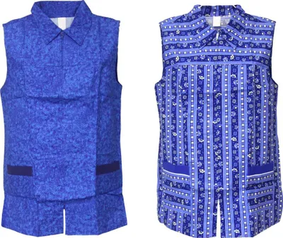 Produktbild von Hosenkasack mit Reißverschluss Kasack Überwurf Schürze blau, Farbe:Dessin 1, Größe:50