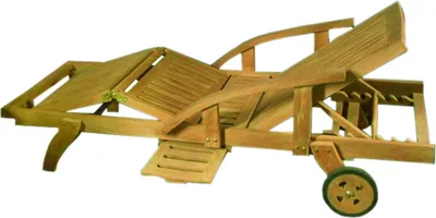 Produktbild von Premium Teak Gartenliege multifunktional mit Rollen Seitentisch Teakliege 200cm