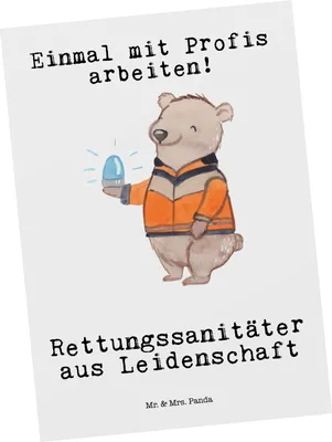 Produktbild von Mr. & Mrs. Panda Postkarte Rettungssanitäter Leidenschaft - Weiß - Geschenk, bildkarte, Grußkarte, Postkarten, Dankeschön, Ansichtskarte, Ansichtskarten
