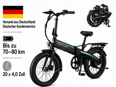 Produktbild von PIXAR F063 20 Zoll Fatbike Klapp-E-Bike, Shimano 7-Gang, LCD-Display, Scheibenbremsen, breite Reifen, City & Offroad