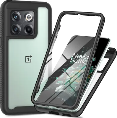 Immagine prodotto di Custodia per OnePlus 10T, paraurti con protezione dello schermo a 360° integrata, custodia protettiva per tutto il corpo, nero