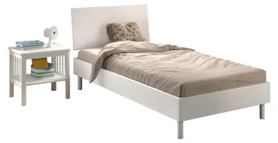 Produktbild von Einzelbett Set 90x200 Keeley Buche Weiß Massivholz Konsole Komfort