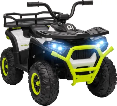 Obrázek produktu pro Elektrická dětská čtyřkolka - Dětská čtyřkolka - 12V baterie - Nosnost 30 kg - Věk 3-6 let - Čtyři kola - Kovový rám - Zelená barva