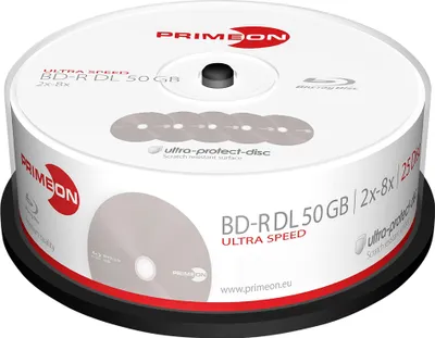 Immagine prodotto di Primeon 2761318 Blank Blu-ray BD-R DL 50 GB 25 pc(s) Spindle Anti-scratch coating