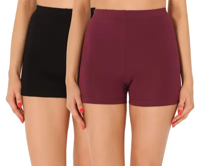 Produktbild von Merry Style Damen Shorts Radlerhose Boxershorts aus Baumwolle 2Pack MS10-358 (Schwarz/Weinrot (2Pack), XL)