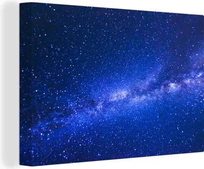 Zdjęcie produktu dla OneMillionCanvasses® - Obraz na płótnie - 140x90 cm, Droga Mleczna na błękitnym niebie, Dekoracja ścienna - Zdjęcie na płótnie - Obraz na drewnianej ramie