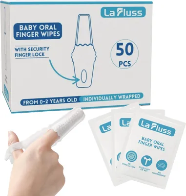 Imagen del producto de Toallitas para bebés, suaves, 50 unidades, envasadas individualmente, para el cuidado de la boca