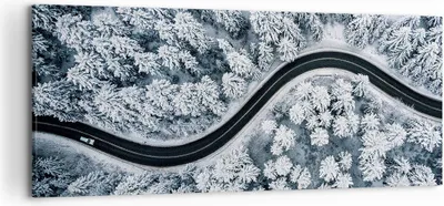 Produktbild von Bild auf Leinwand - Leinwandbild - Einteilig - Wald Winter Straße - 120x50cm - Wand Bild - Wanddeko - Wandbilder - Leinwanddruck - Bilder - Wanddekoration - Leinwand bilder - Wandbild - AB120x50-5010