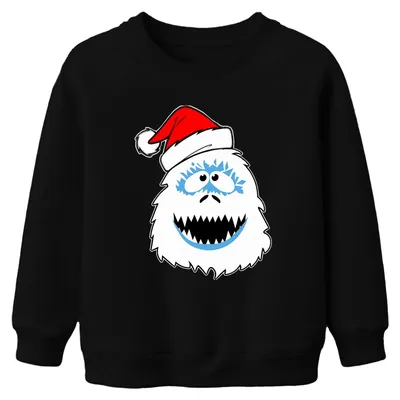 Produktbild von Weihnachts-Yeti Kopf fröhlicher Schneegeist Retro Kinder Sweatshirt Pullover, Schwarz, 104