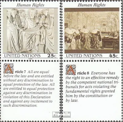 Produktbild von Briefmarken UNO - New York 1990 Mi 606-607 mit Zierfeld (kompl.Ausg.) postfrisch Menschenrechte