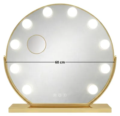 Obrázok produktu pre Kozmetické zrkadlo na make-up zlaté 60 cm 10 LED farba svetla