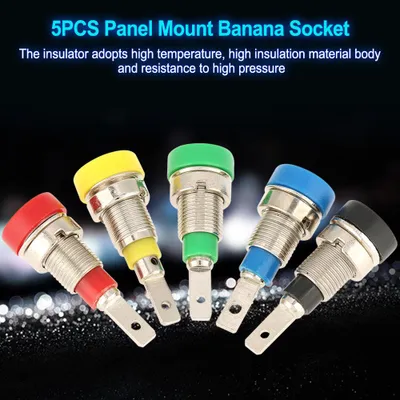 Obrázok produktu pre 5 ks zmiešaných farebných banánových zásuviek 2,0 mm Jack pre skúšobné sondy na montáž na panel