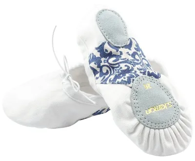 Produktbild von s.lemon Schöne Blaue und Weiße Porzellan Ballettschläppchen Ballettschuhe Tanzschuhe für Mädchen Kinder (Blau-Weiß,34 EU) – Blau Weiß