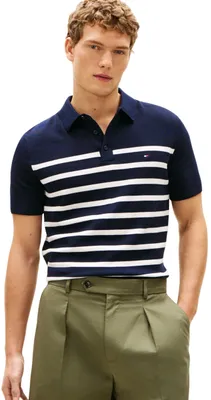 Immagine prodotto di Camicia polo da uomo Tommy Hilfiger, manica corta, cotone, modello essenziale, spessa, blu (Descrizione)