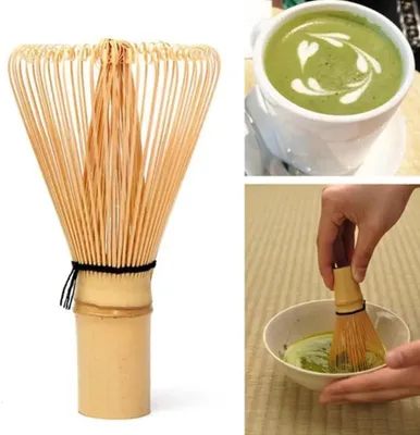 Produktbild von Matcha-Teeset - Japanisches Teezeremonie-Set - 4-teilig - Handgefertigt - Holz - Schale, Besen, Löffel und Halter - Geschenkset