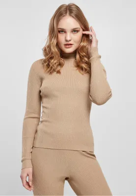Image de Urban Classics Ladies Rib Knit Turtelneck Sweater unionbeige - XXL