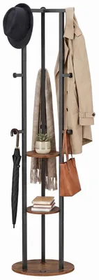 Produktbild von Garderobenständer mit 9 Haken und 3 Ablagen 40x40x175 cm Eisen Spanplatte weiß