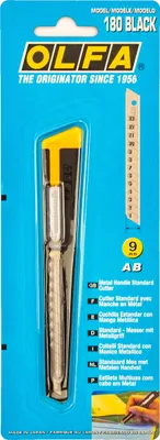Produktbild von Olfa Cutter-Messer 180 Black, 9 mm Klinge, in schwarzer Metallausführung