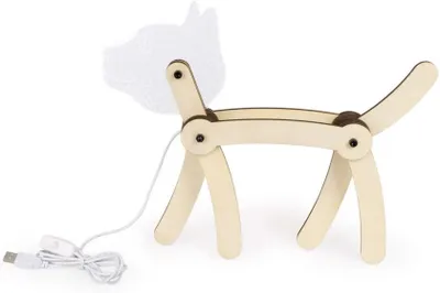 Image de Lampe de table Cat 34 x 25,5 cm en bois blanc/naturel