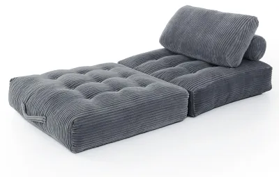 Produktbild von Sessel 96x96x40cm Samt grau gepolstert Schlafsessel Wohnzimmer Balkon komprimiert