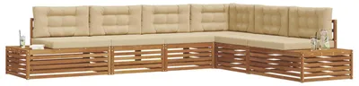 Produktbild von vidaXL Outdoor-Sofagarnitur mit Kissen 6 Stück Natur und Beige
