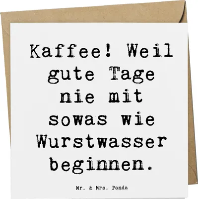 Produktbild von Mr. & Mrs. Panda Grußkarte Spruch Freude am Kaffee - Weiß - Geschenk, Motivation, Lächeln, positive Energie, Glückwunschkarte, Zitat, Kaffeeliebhaber, Gefühl, doppelkarte