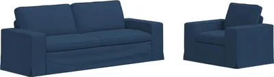 Image de Ensemble de canapés vidaXL, 2 pièces, tissu bleu