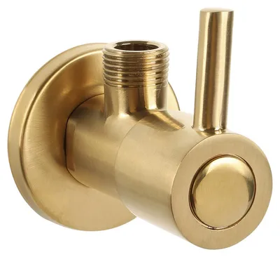 Produktbild von Differnz Eckventil für Wasser - Anschluss 1/2" x 3/8" - Inklusive Rosette - Material Messing - Farbe Mattgold - Für Einbau- und Aufbaumontage - Ohne drehbaren Auslauf - Modernes Design