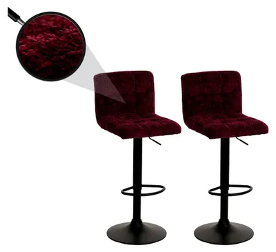 Produktbild von 2er-Set Barhocker, höhenverstellbar und drehbar, Stoff Chenille (465g/m²) - Bordeaux