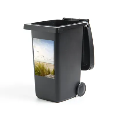 Obrázok produktu pre MuchoWow® Nálepka na odpadkový kôš - Pláž - more - vtáky - 60x40x0.1cm