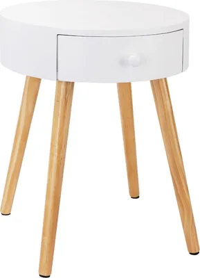 Image de Table de chevet Happyment - Table de chevet moderne - Chambre à coucher - Bureau - Commode en bois - Blanc - 38× 38×48cm
