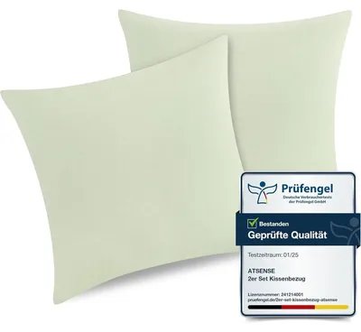 Zdjęcie produktu dla Zestaw 2 poszewek na poduszki, 80x80 cm, bawełna, kolor oliwkowy, z zamkiem błyskawicznym, certyfikat Oeko-TEX