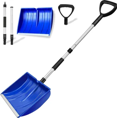 Produktbild von Schneeschaufel, Aluminium-Stiel und D-Griff, Ergonomischer Griff, Tragbares Schneer?umungswerkzeug, Winter Schneeschieber,Schneemannspielen, Aluminiumkante Schneeschippe fš¹r Garten, Camping