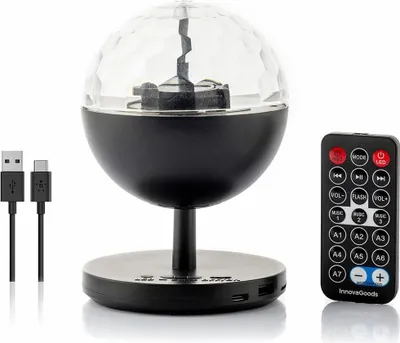Produktbild von InnovaGoods® LED Disco Ball Lights mit Lautsprecher, Projektor de Mehrfarbiges festes oder sequenzielles Licht mit Sound aktiviert, TF Card Slot, Drehbar de 360, Ideal für Geburtstage, Partys.