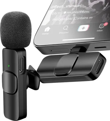 Produktbild von Avizar, 2er Set Mikrofon Lavalier Kabellos USB-C Lightning Geräuschreduktion, Schwarz