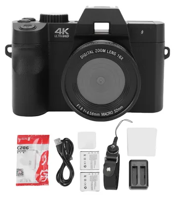 Produktbild von 4K-Spiegellose Kamera mit 48 MP und 16-fachem Zoom sowie 32-GB-Speicherkarte – Reisekamera für Fotografie und Videoaufnahmen