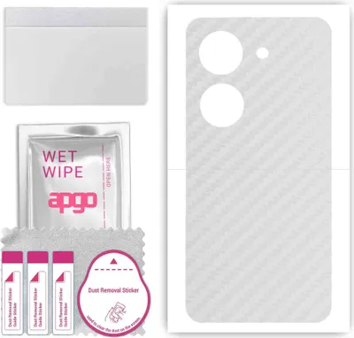 Produktbild von apgo Rückseite Schutzfolie, Skin, kompatibel mit Asus ZenFone 10, Hinten Displayschutzfolie aus Vinylfolie, kratzfest, einfache Montage - Transparenter Kohlenstoff