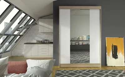 Obrázek produktu pro Moderní šatní skříň LINH 2 - šířka 120 cm, sonoma / bílá