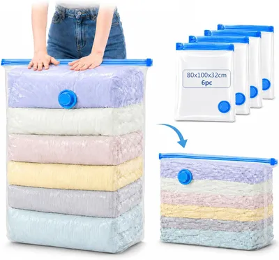 Obrázek produktu pro Vakuové sáčky na oblečení – sada 6 kusů – velké – 100 x 80 x 32 cm