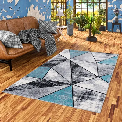 Produktbild von Designer Teppich Brilliant Grau Türkis Magic, Größe:120x170 cm