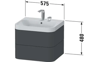 Produktbild von Waschtischunterbau HAPPY D.2 PLUS 575x490mm m UB 2 HL taupe supermatt zwei Hahnlöcher taupe supermatt