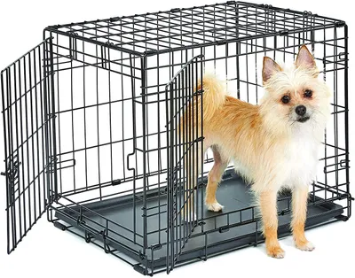 Obrázok produktu pre Dvojkrídlová, skladacia kovová klietka pre psa, 61 cm, vylepšená bezpečnosť