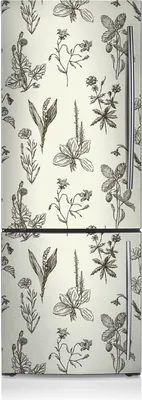 Produktbild von Kühlschrankmagne Kühlschrank Magnetfolie Dekoration 60x190 cm - Skizzierte Blumen