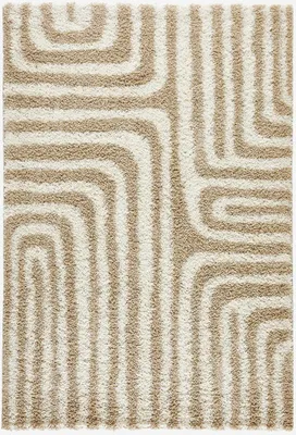 Produktbild von sweeek - Shaggy-Teppich mit geometrischen Mustern beige