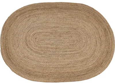 Obrázek produktu pro BELIANI Jutový koberec přírodní béžový 160 x 230 cm opletený ovál vhodný pro podlahové vytápění přírodní design obývací pokoj ložnice